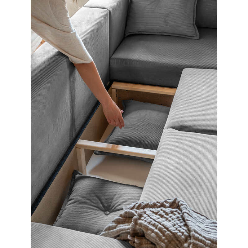 Lazy Lukka 6 Seater Sofa Bed, Grey, Right Hand Facing