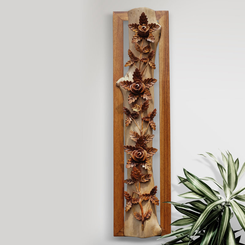 Handmade Traditional Plants & Flowers Wall Decor on Solid Wood