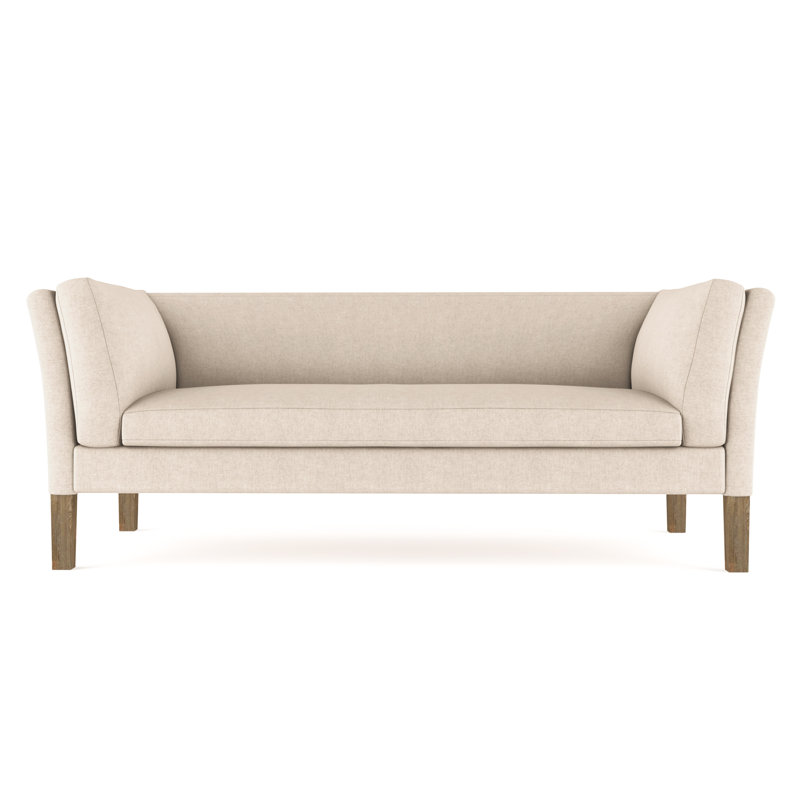 Charlton Flared Shelter-Arm Sofa, Plush Velvet Oyster, Dark Brown, 31" H x 108" W x 33" D