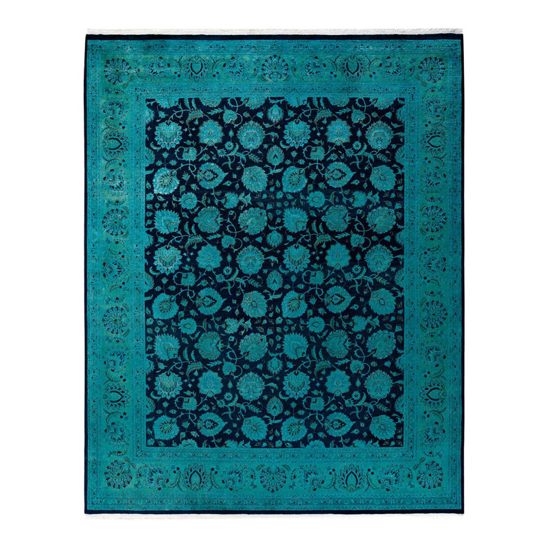 Tapis bleu nouvel âge 8 pi 3 po x 10 pi 5 po Corfu