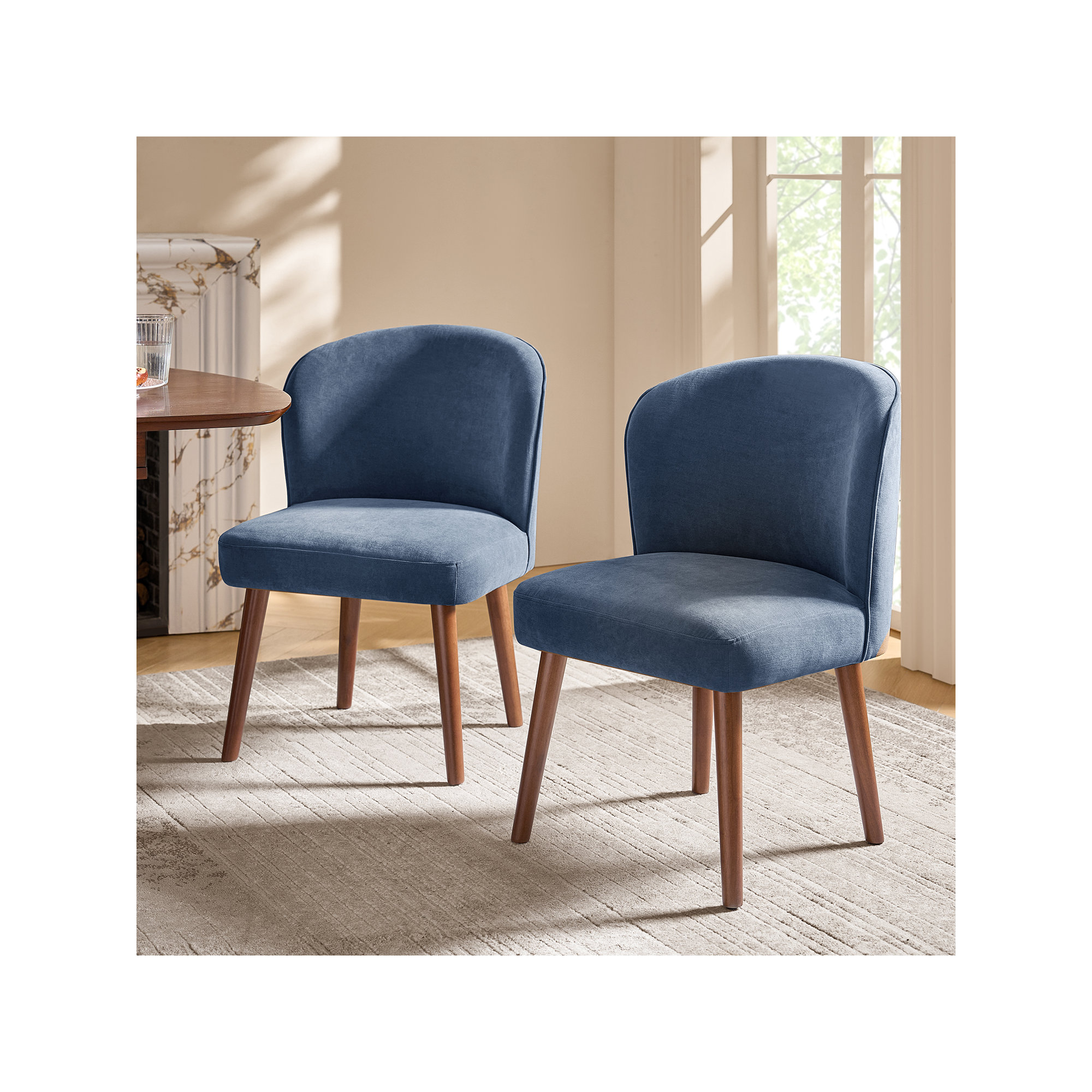 Davia Upholstered Dining Chair, Slate Blue