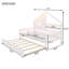 Structure de lit simple en bois avec lit gigogne, tablettes et éclairage pour enfants, blanc-160153180-160153170