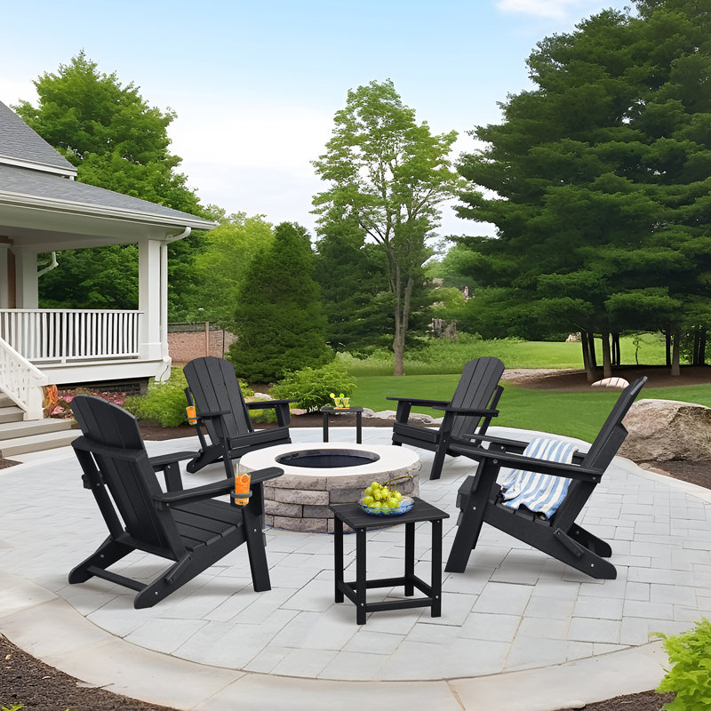 Méridienne pliable Adirondack, méridienne de patio, méridienne en PEHD résistant aux intempéries, Noir