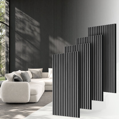 Lot de 4 panneaux muraux décoratifs en bois massif de 45 po x 23 po pour la décoration intérieure des murs et des plafonds, panneaux muraux acoustiques, art mural insonorisant et absorbant le son (27 pi²/boîte)