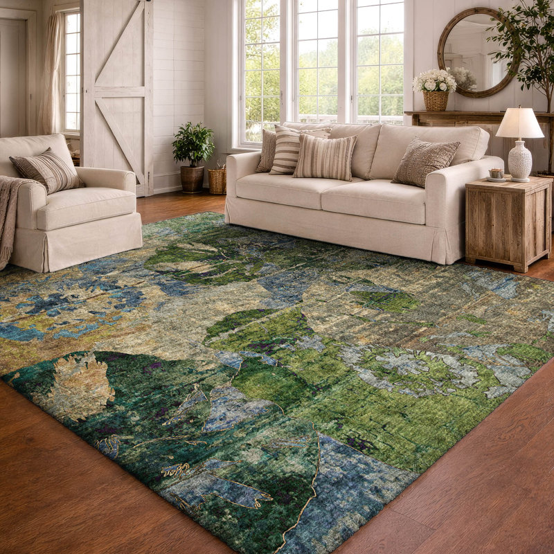 Premium Machine Washable Dream Shag ADS555 Abstract Fauna Rug, Taupe, 5' x 7'6"