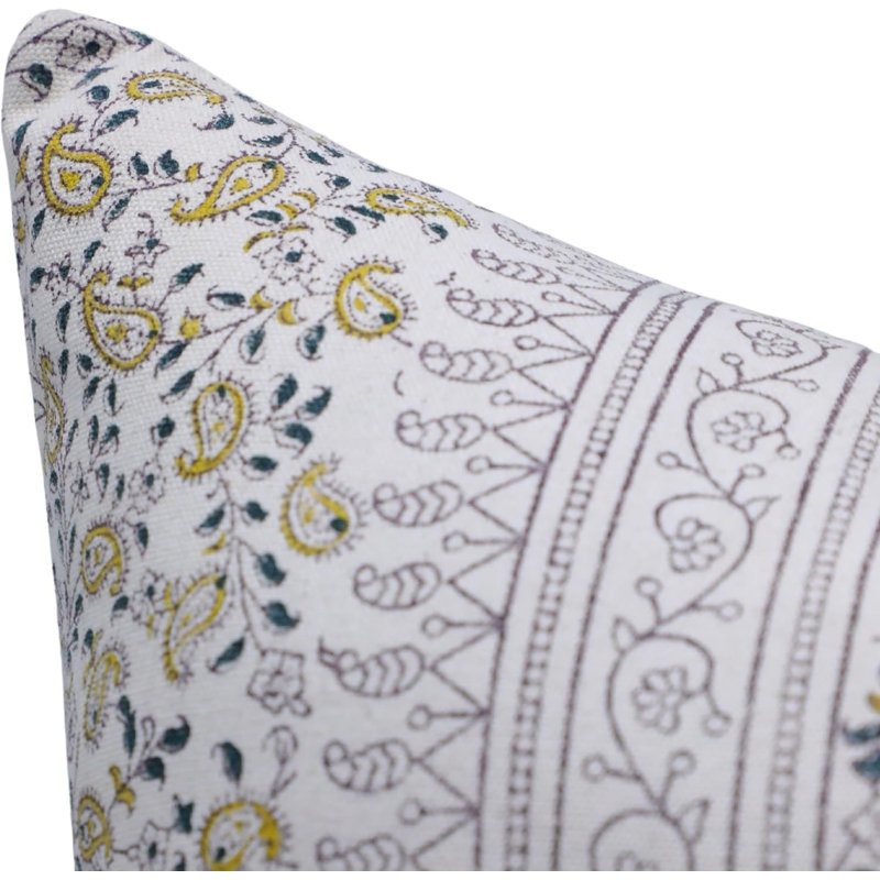 Housse de coussin fabriquée à la main Fabividine - Coussin en coton élégant avec imprimé de blocs, H 20 po x l 20 po
