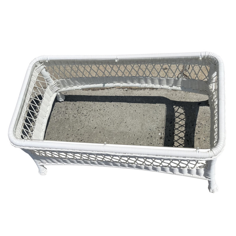 Rectangular Glass Outdoor Coffee Table , 40 " W 22 " D