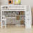 Wood Loft Bed With Built-In Desk, LED, Storage Shelves, Cabinets And Staircase-1909810874