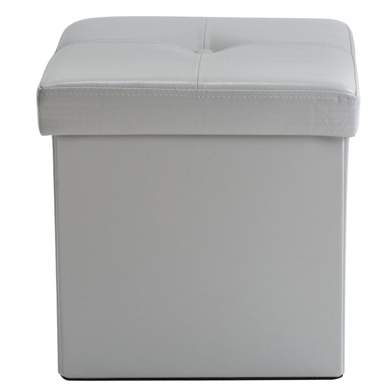 Repose-pieds carré avec rangement 15 po Besma, Faux cuir gris