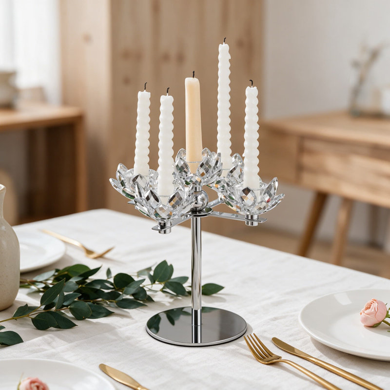 Bougeoir en cristal Lotus Candelabra Silver Arch