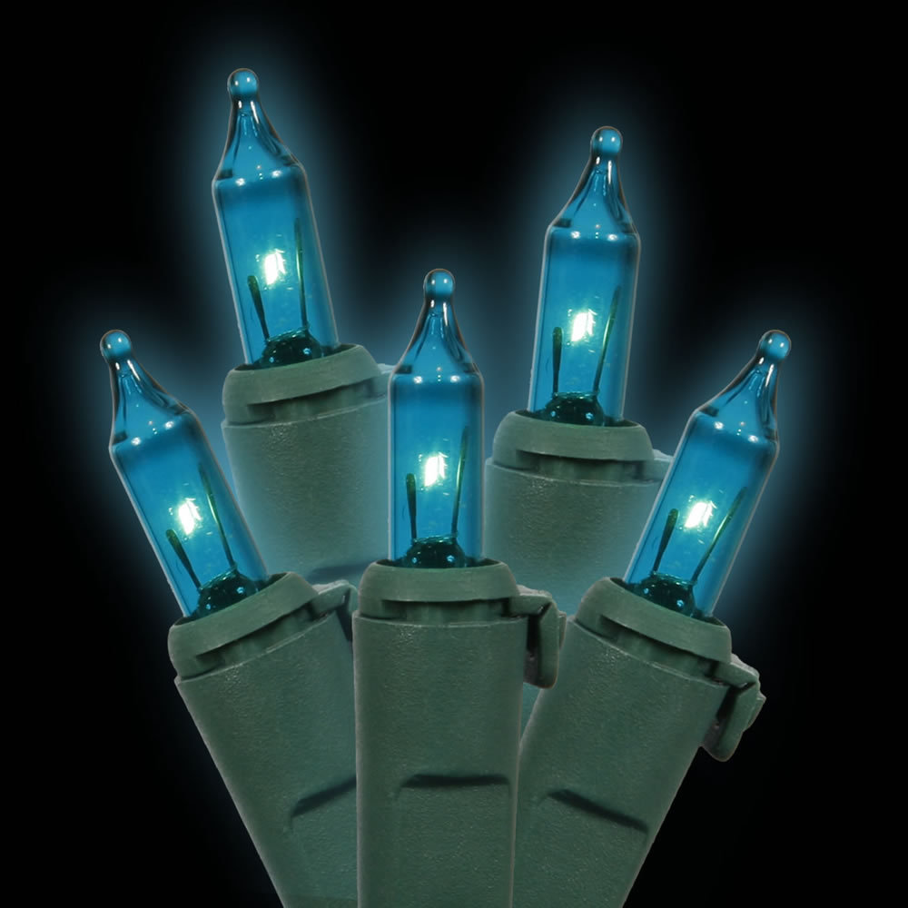 Mini Christmas String Lights, Teal/Green, 23' L