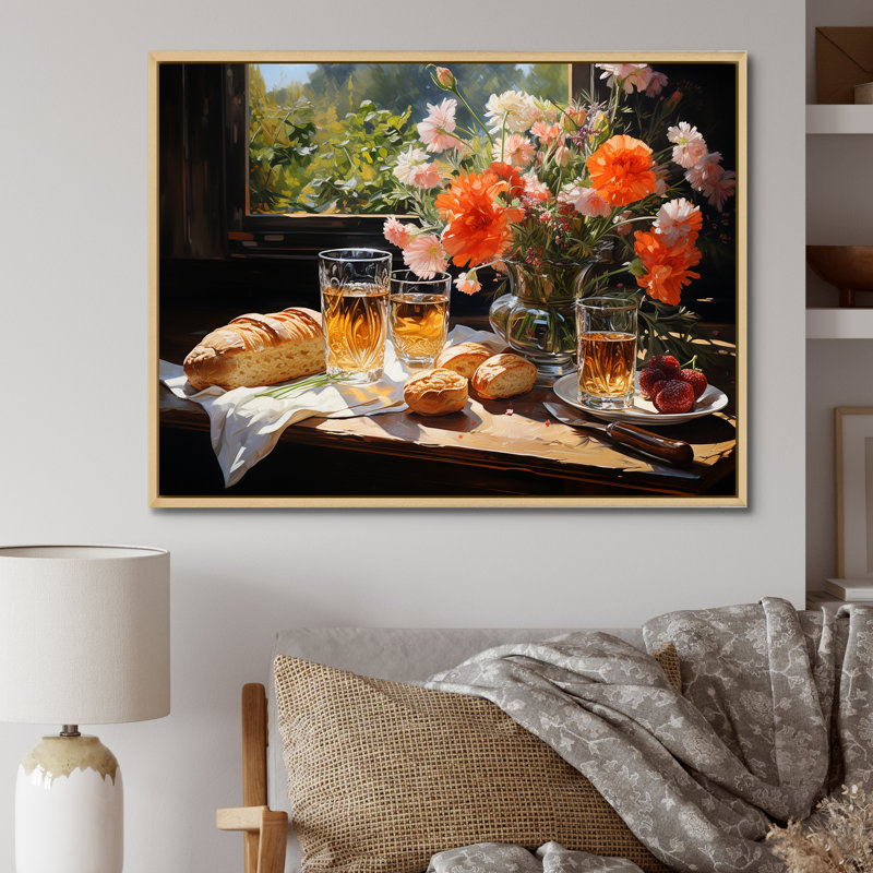 «Rustic Banquet in France I», reproduction sur toile, Cadre naturel flottant, H 34 po x l 44 po x P 1,5 po