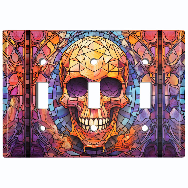 Figurine murale d'Halloween 3 lumières crâniennes colorées