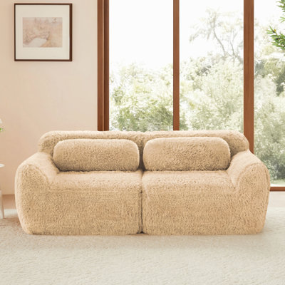 Canapé modulaire à 2 places pour canapé modulaire, causeuse moelleuse en tissu moelleux, éponge haute densité 32D avec coussins décoratifs