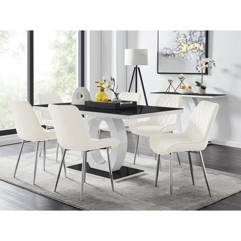 Bekircan 6 - Person Dining Set, Cream/Silver
