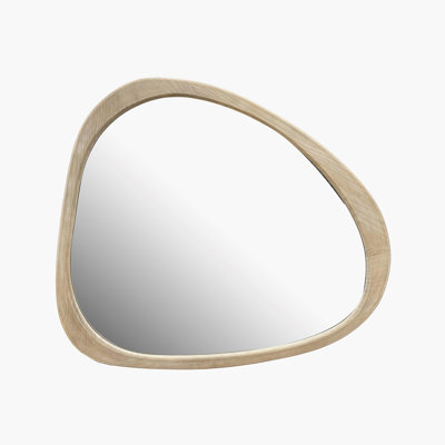 Solid Wood Mirror 45 Inch Asymmetrical Wall Mirror Wooden Framed Mirror Large Sized Dressing Mirror