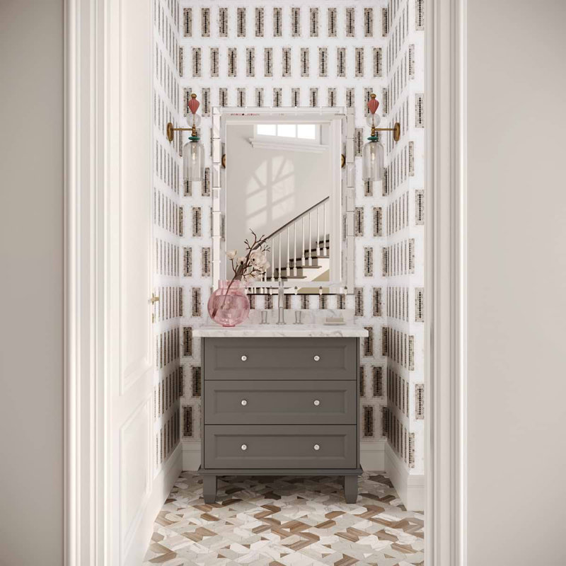 Ako 4x9 Rectangle Marble Micro Mosaic Tile, Saint Laurent Brown