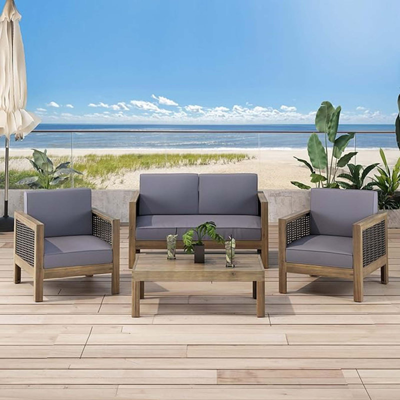 Laila Acacia 2 - Person Patio Conversation Set with Cushions, Gray/Dark Gray