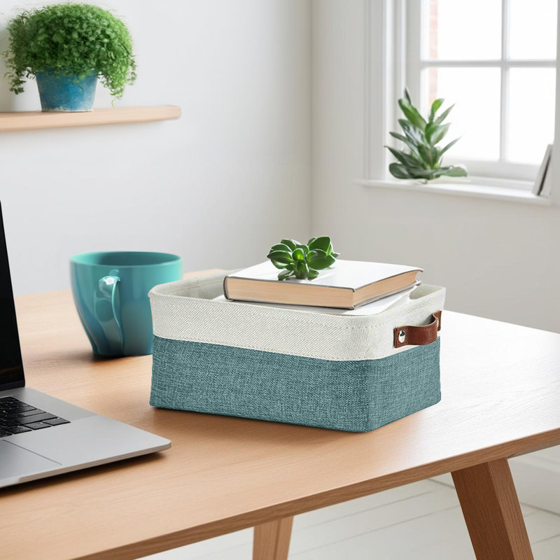Bac de rangement pliable Decomomo | Cube de rangement pliable en tissu robuste avec poignées, Vert/blanc