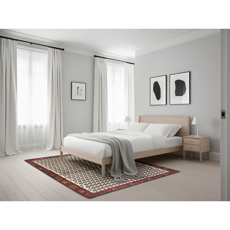 Tapis beige/noir/rouge contemporain Iasos, Rectangle 5 pi x 7 pi