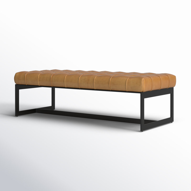 Leather Bench, Brown Top Grain Leather