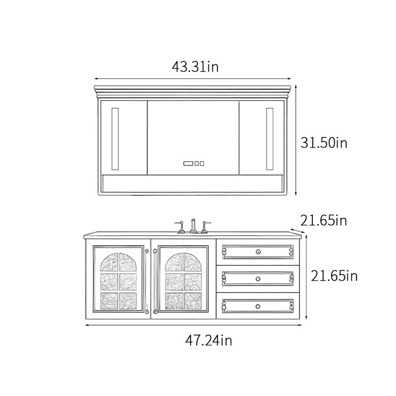 Armoire de salle de bain style français élégant, Noir, noir, noir, noir