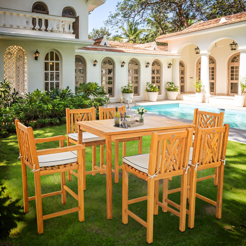 Ensemble bistro rectangulaire en teck pour 6 personnes 55 po