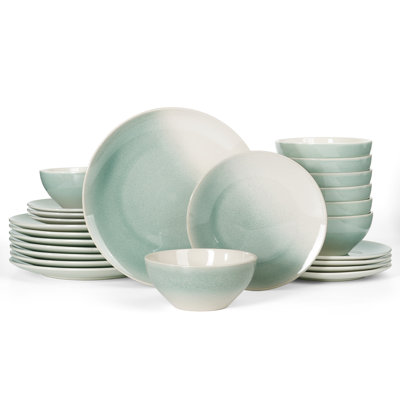 Famiware 24 Piece Dinnerware Sets, Plates And Bowls Sets for 8