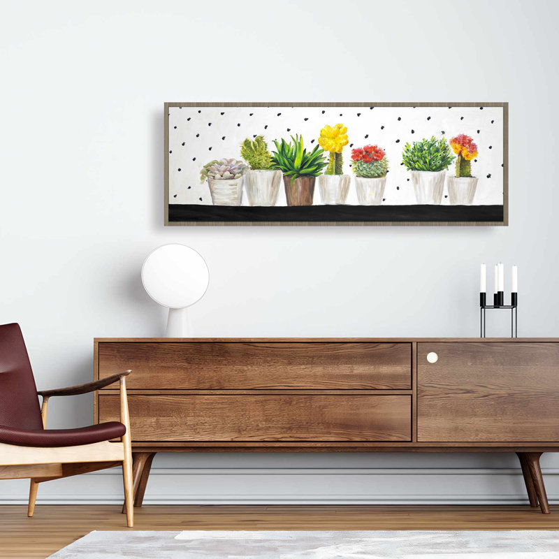Petits cactus et plantes grasses - Toile encadrée exotique, H 49,25 po x l 17,25 po