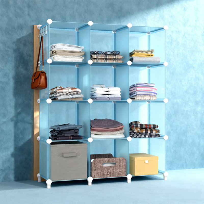 12-Cube Storage Organizer With Metal Frame, Modular Closet Shelf Unit For Bedroom, Office, Kids Room, And Bathroom Organization
