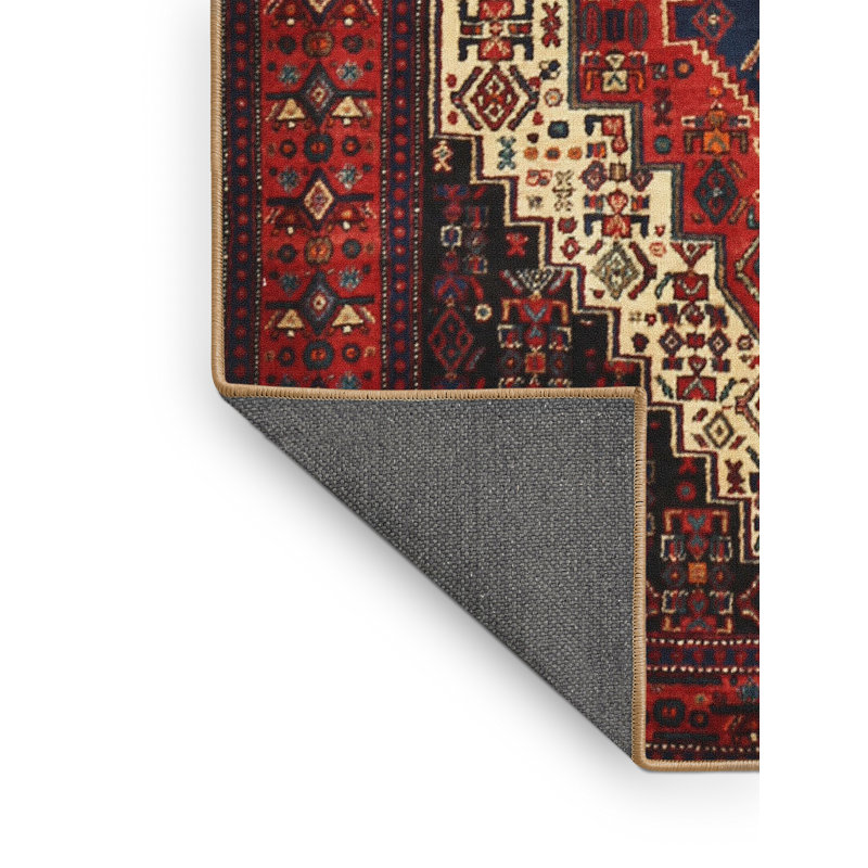 Tapis oriental rouge / crème, Rectangle 7 pi x 9 pi