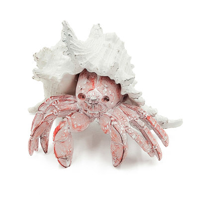 7.3x7x5.7" Lifelike Red Hermit Crab Figurine with White Shell