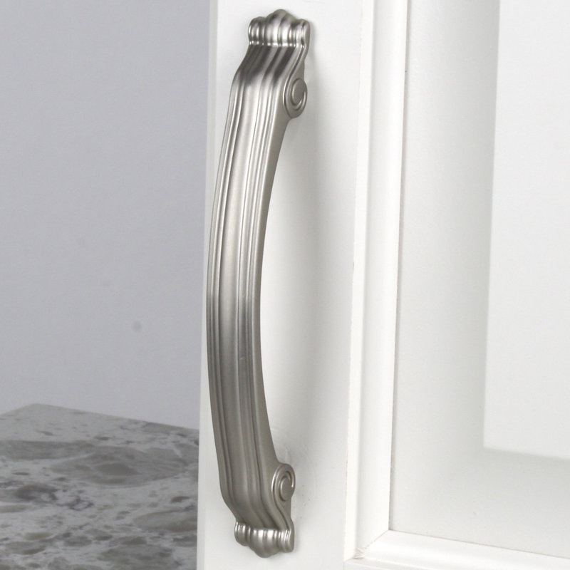 Poignée arche 3 1/2" center to center Volute, Nickel satiné mat