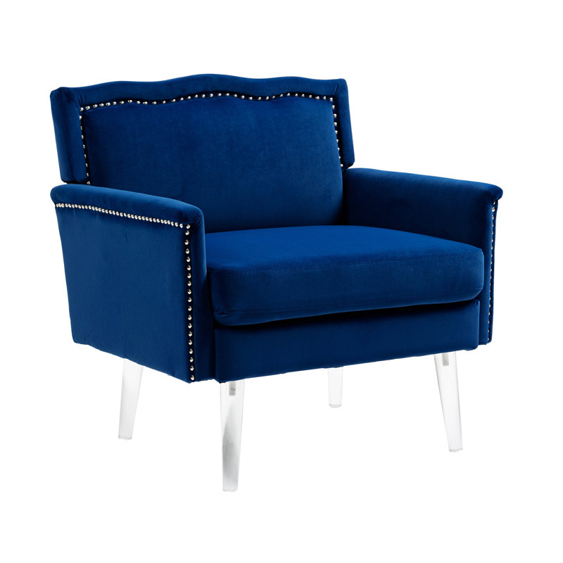 Upholstered Armchair, Navy Velvet