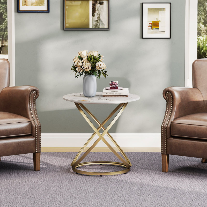 Rochdale Side Table, White/Gold