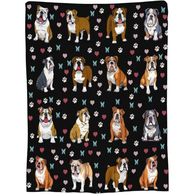 Couverture de bouledogue anglais Bulldog jeté doux et moelleux en flanelle polaire, literie, bouledogue, cadeaux pour garçons, filles, hommes, femmes