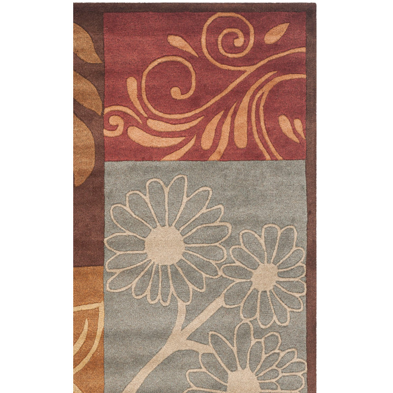 Tapis en laine / coton / latex touffeté à la main Hodgson en rouge / brun / gris, Rectangle 4 pi x 6 pi