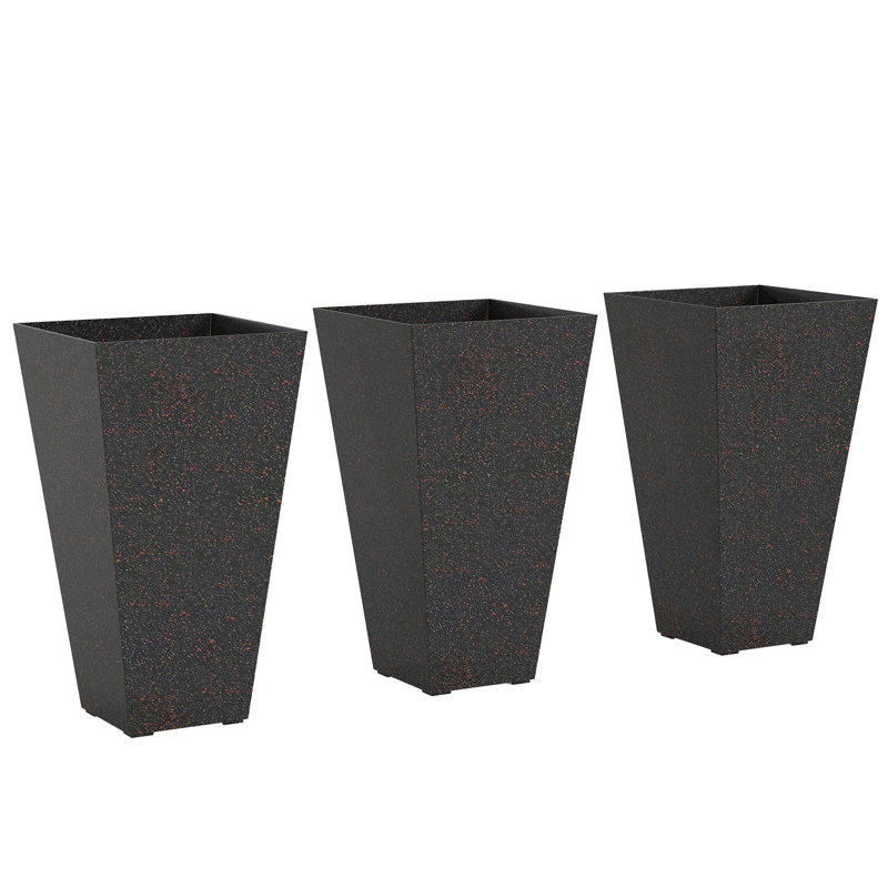 Set Of 3 Flower Pots,Tall Planters, Black