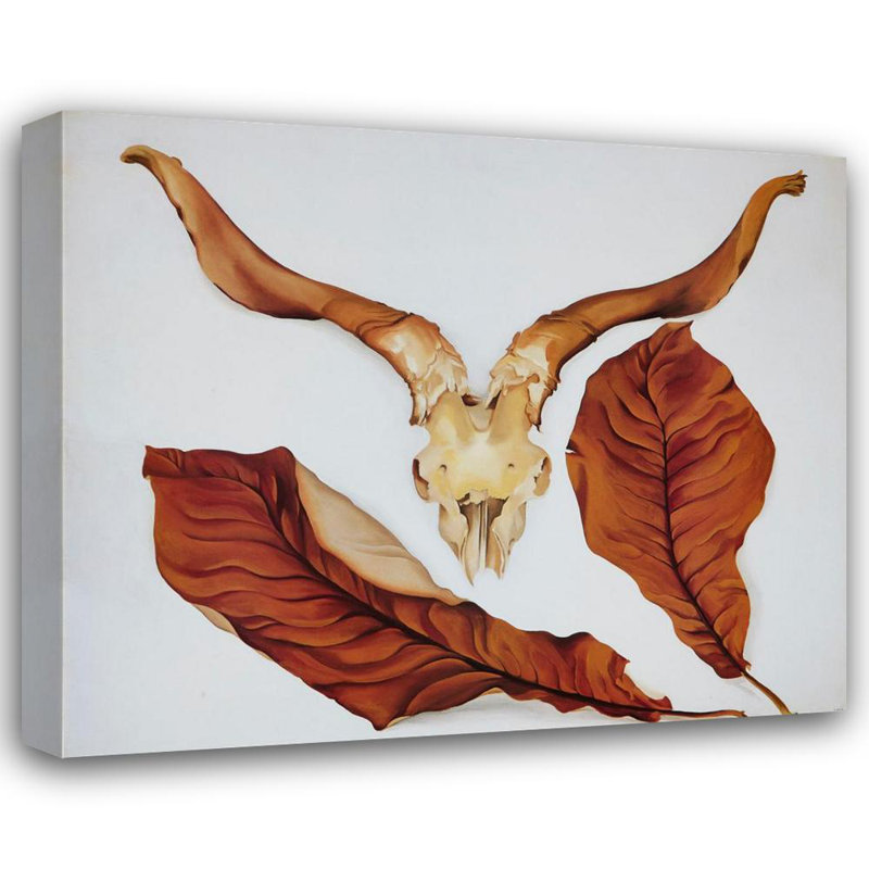 Ram's Skull avec feuilles brunes, H 36 po x l 44 po
