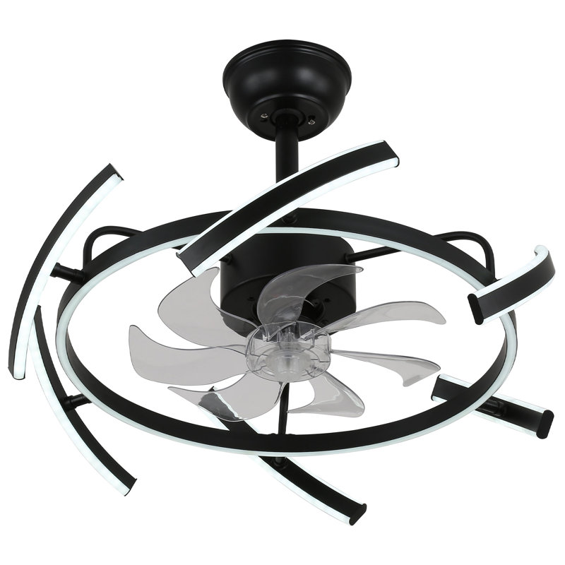 Ventilateur de plafond de style bricolage sans pales 25 "avec lumières DEL et télécommande, ventilateur de plafond Fandelier à intensité variable réversible 6 vitesses Paseo