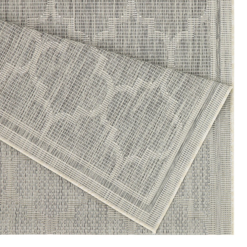 Sunshine Outdoor Area Mat - 7Ft.10In.X10ft.3In. Silver Trellis Polypropylene, Stain , For Patio And Deck Floor Rug Indoor & Settings