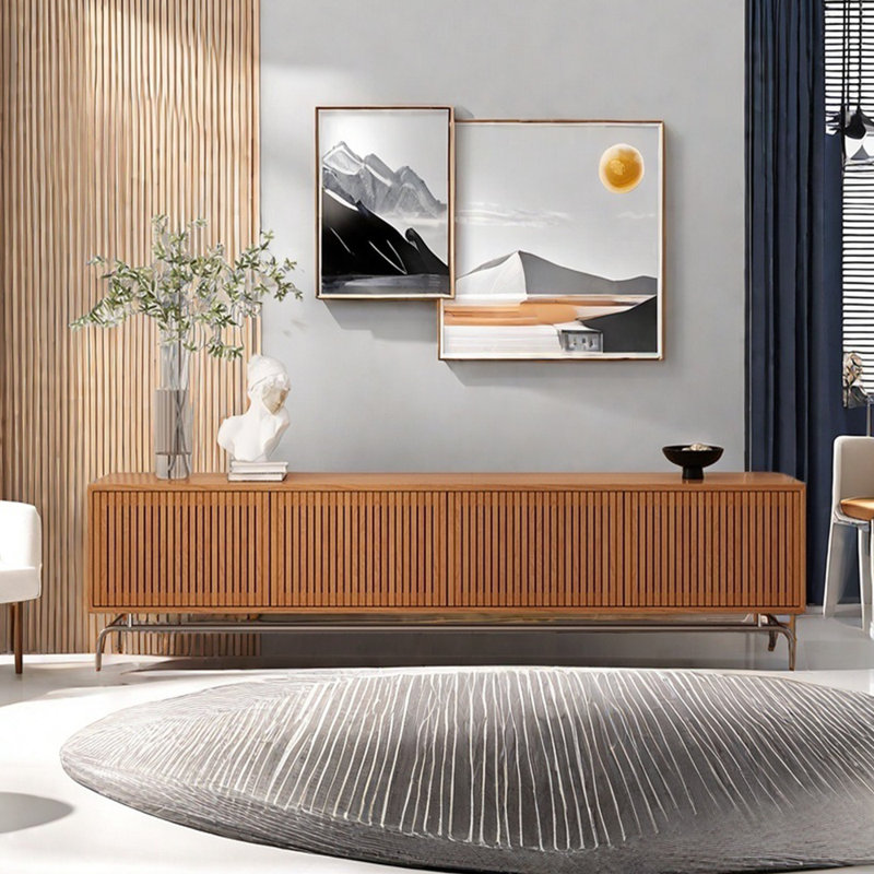 Meuble télé en bois massif Grille, 86.61"