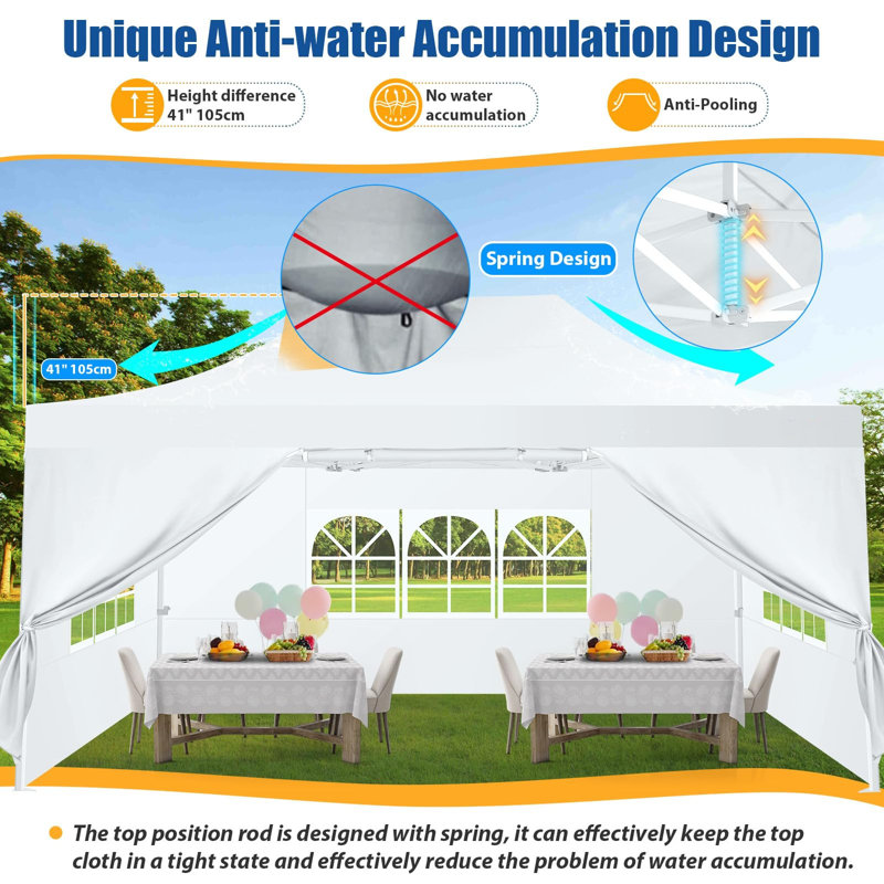 10 x 15' awning with 4 side walls, Blanc