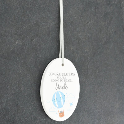 Uncle To Be Oval Shaped Ceramic Ornament
