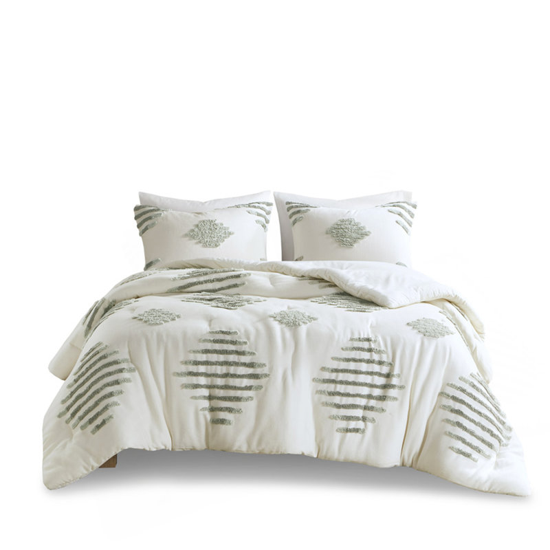 Full/Queen 3 Piece Cotton Blend Chenille Comforter Set
