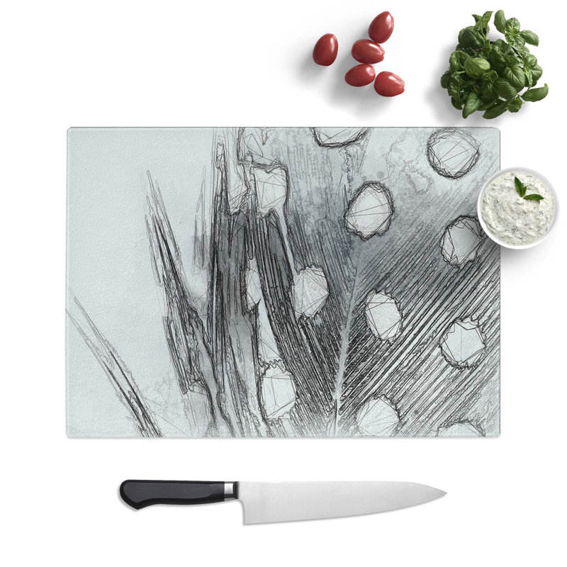 Tempered Glass Spotted Feather Chopping Board, 39 cm W x 28.5 cm L