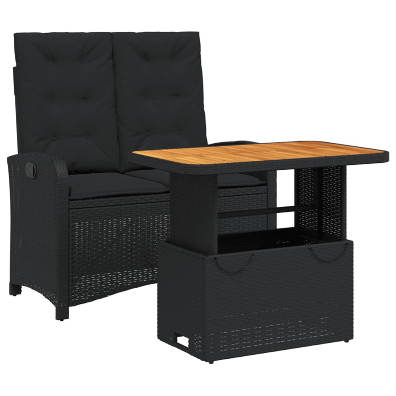 Ensemble repas 2 pièces avec coussins Hokku Designs, Noir, noir, noir, noir, H 28 po x L 35,4 po x l 21,7 po