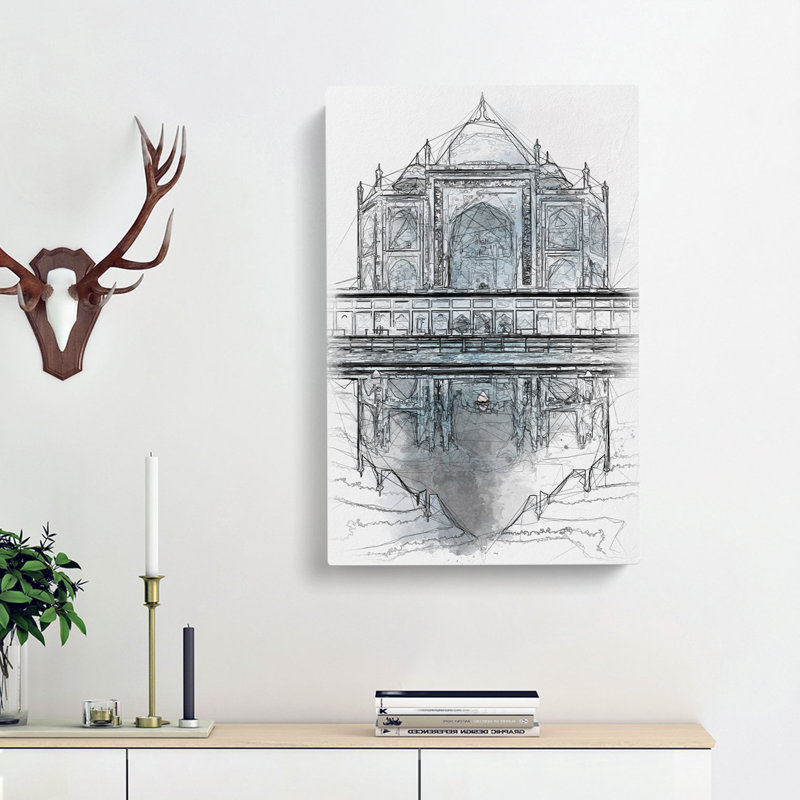 The Taj Mahal in Agra India Abstract - Wrapped Canvas Drawing - Wrapped Canvas, 91cm H x 60cm W x 3cm D