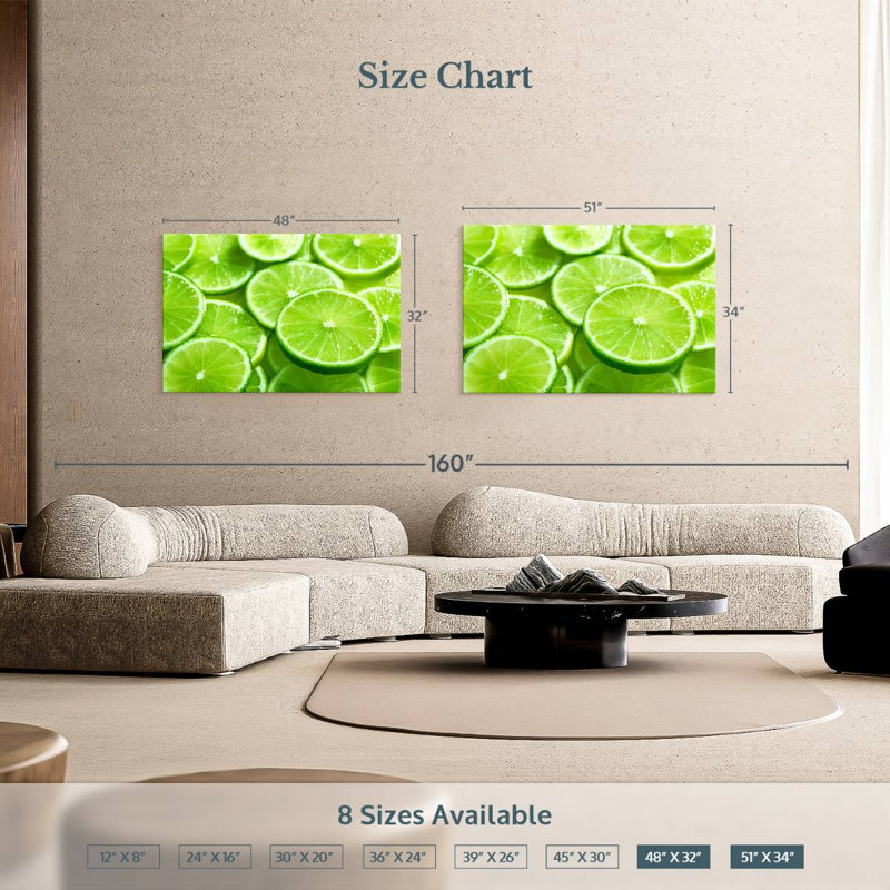 Yarlin tranches de lime, H 34 po x l 51 po
