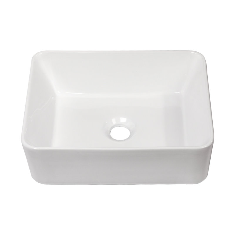 16"X12" Ceramic Bathroom Vessel Sink, White - Modern, Stain , Above Counter Mount Modern Sink White, Bathroom, Countertop